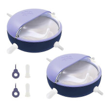 (purple) 2 Pcs Puppy Feeders, Multi-mouth Pet Silicone Bionic Milk Feeding Bowl, Newborn Milk Slow Automatic Feeder
