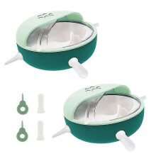 (green) 2 Pcs Puppy Feeders, Multi-mouth Pet Silicone Bionic Milk Feeding Bowl, Newborn Milk Slow Automatic Feeder