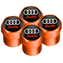 (Oranje) 4 stuks diefstalbestendige autowielbanden met boutbevestiging voor ventieldoppen voor Audi