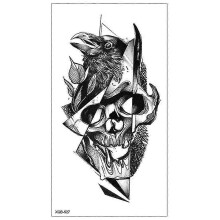 Black Skull Halloween Skeleton Temporary Tattoo for Men Adults Realistic Lion Tiger Wolf Scary Fake Forearm Tatoo(xqb-527)