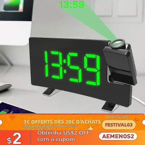 (White) Fm Radio Clock With Projection Led Smart Alarm Electronic Desk Clock 1