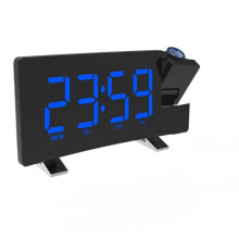 (Blue) Fm Radio Clock With Projection Led Smart Alarm Electronic Desk Clock