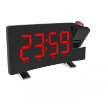 (Red) Fm Radio Clock With Projection Led Smart Alarm Electronic Desk Clock