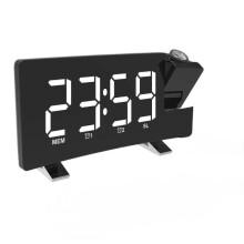 (White) Fm Radio Clock With Projection Led Smart Alarm Electronic Desk Clock