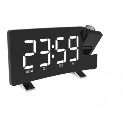 (White) Fm Radio Clock With Projection Led Smart Alarm Electronic Desk Clock