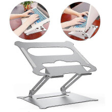 (Silver) Laptop Stand Adjustable Notebook Stand Collapsible Laptop Stand Vented Laptop Stand Foldable Lightweight