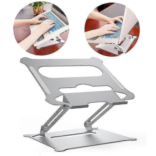 (Silver) Laptop Stand Adjustable Notebook Stand Collapsible Laptop Stand Vented Laptop Stand Foldable Lightweight