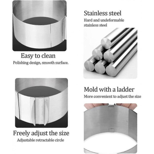 (8cm) Adjustable Cake Mold Ring 6-12 Inch Mousse Ring Stainless Steel 2