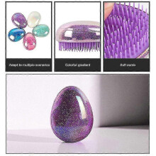(Purple) Beautiful Hair Comb Massage Brush Straight Hair Brushes Dense Fine Comb Teeth Scalp Massage Comb Salon Hair Styling Tool