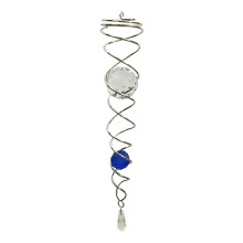 (Azul) Molinillo de viento en espiral amarillo de 12 pulgadas con bola de cristal
