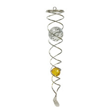 (Amarillo) Molinillo de viento en espiral amarillo de 12 pulgadas con bola de cristal