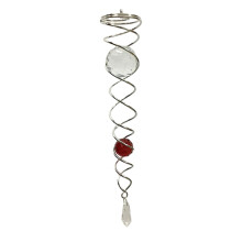 (Rojo) Molinillo de viento en espiral amarillo de 12 pulgadas con bola de cristal