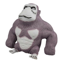(Gris) Figura de anime de mono blando Mono de látex Gorila Juguete Figura de animal de la jungla, Estrés de gorila