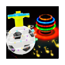 (Peonza giratoria de fútbol blanca) Estilo de fútbol Diversión Música LED brillante Peonza Peonza parpadeante