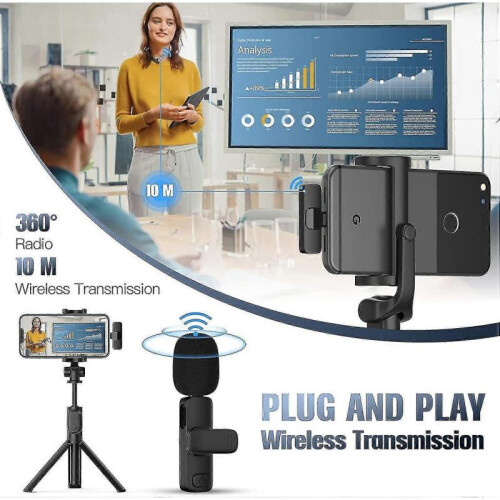 2.4ghz Wireless Lavalier Microphone, Wireless Lavalier Microphone with Transceiver Kit for Android Smartphone/live Interview (no App Requ 1