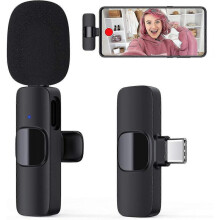 2.4ghz Wireless Lavalier Microphone, Wireless Lavalier Microphone with Transceiver Kit for Android Smartphone/live Interview (no App Requ