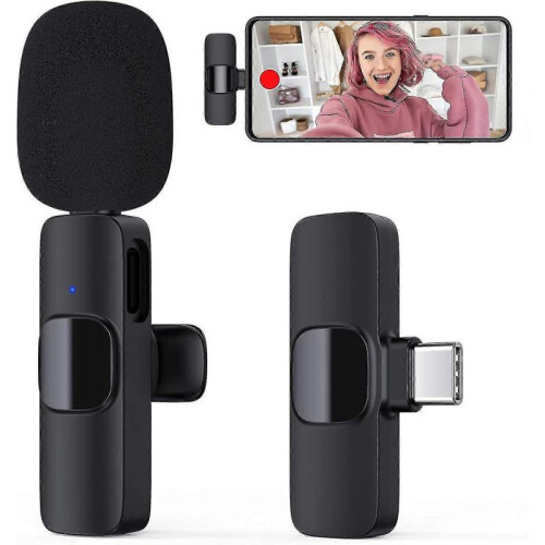 2.4ghz Wireless Lavalier Microphone, Wireless Lavalier Microphone with Transceiver Kit for Android Smartphone/live Interview (no App Requ