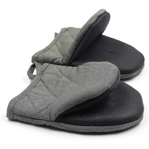1 Pair Short Oven Mitts, Heat Resistant Silicone Kitchen Mini Oven