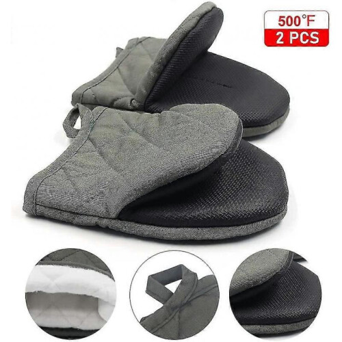 1 Pair Short Oven Mitts, Heat Resistant Silicone Kitchen Mini Oven 2