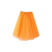 (One Size, Orange) Skirt Womens Pleated Gauze Short Adult Tutu Dancing