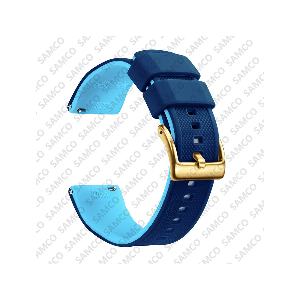 (20 mm - Bleu saphir 3) Bracelet de montre en caoutchouc à dégagement rapide, bracelet de montre en