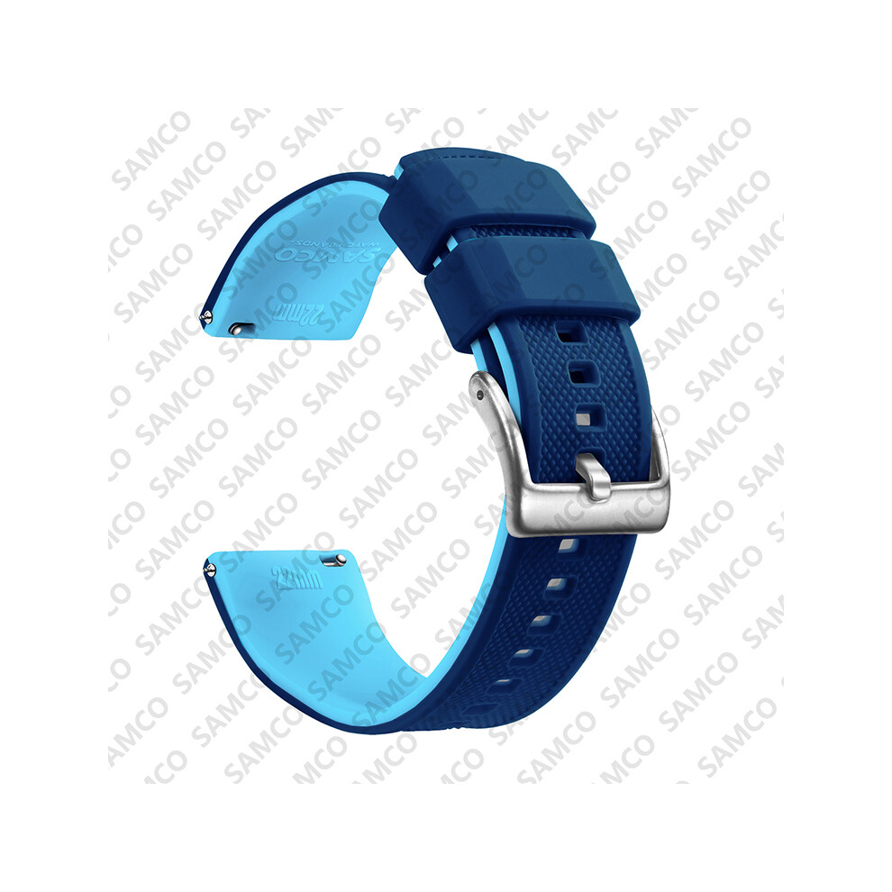 (22 mm - Bleu saphir 1) Bracelet de montre en caoutchouc à dégagement rapide Bracelet de montre en silicone