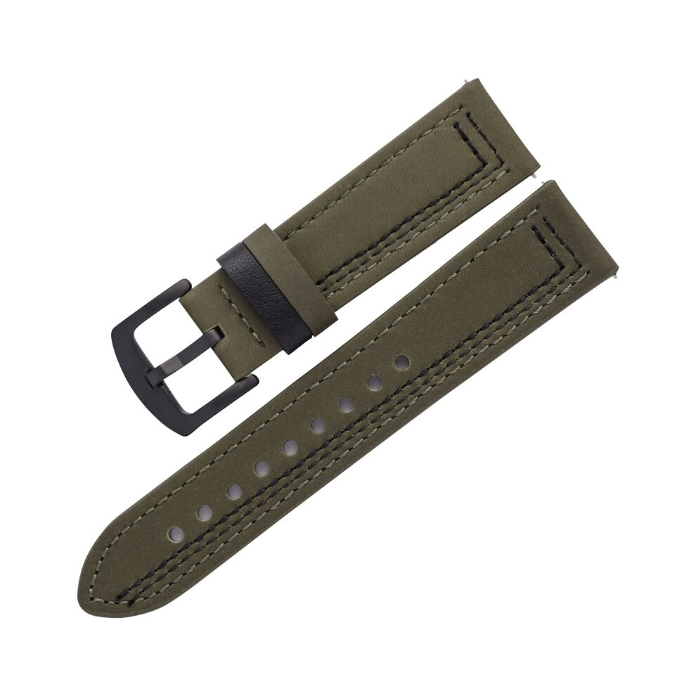 (20 mm - Vert) Bracelet de montre en cuir de veau 20 mm 22 mm Bracelet en cuir italien rétro pour bracelet