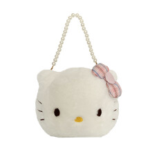 (White) Kitty Hello Sheep Bear Plush Pearl Handbag Cartoon Bag Woman Gift Casual Cute