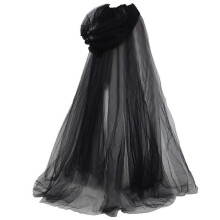 (Black) Cloak Gauze Hooded Witch Death God Vampire Cape Halloween Playing Cosplay Role