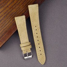 (20 mm silberne Schnalle, Beige) Uhrenarmband aus echtem Wildleder, Vintage-Braun, 18 mm, 20 mm, 22