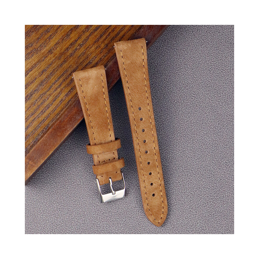 (Boucle dorée 18 mm - marron) Bracelet de montre en cuir suédé véritable Bracelet de montre marron vintage
