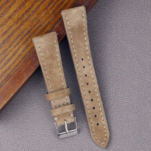 (20 mm goldene Schnalle, heller Kaffee) Uhrenarmband aus echtem Wildleder, Vintage-Stil, braun, 18 mm,