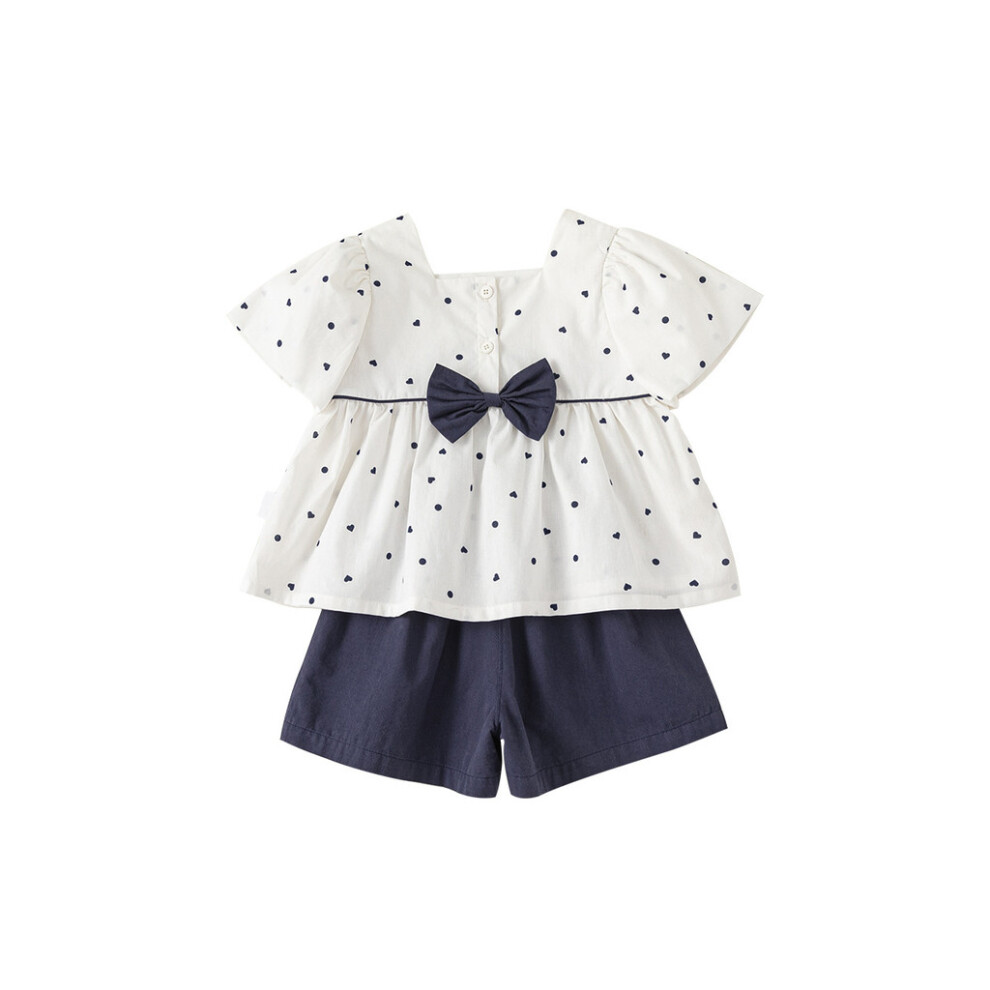 (110cm) Childrens Outfit Summer With Polka Dot Pattern And Bow For Element Playtime-image-OPC-PHK72TN-NEW