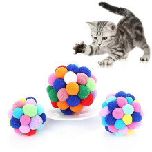 (M) Kitten Bell Toys Bouncy Ball Pet Cat Colorful Plastic Pounce Chase Bell Ball Toy