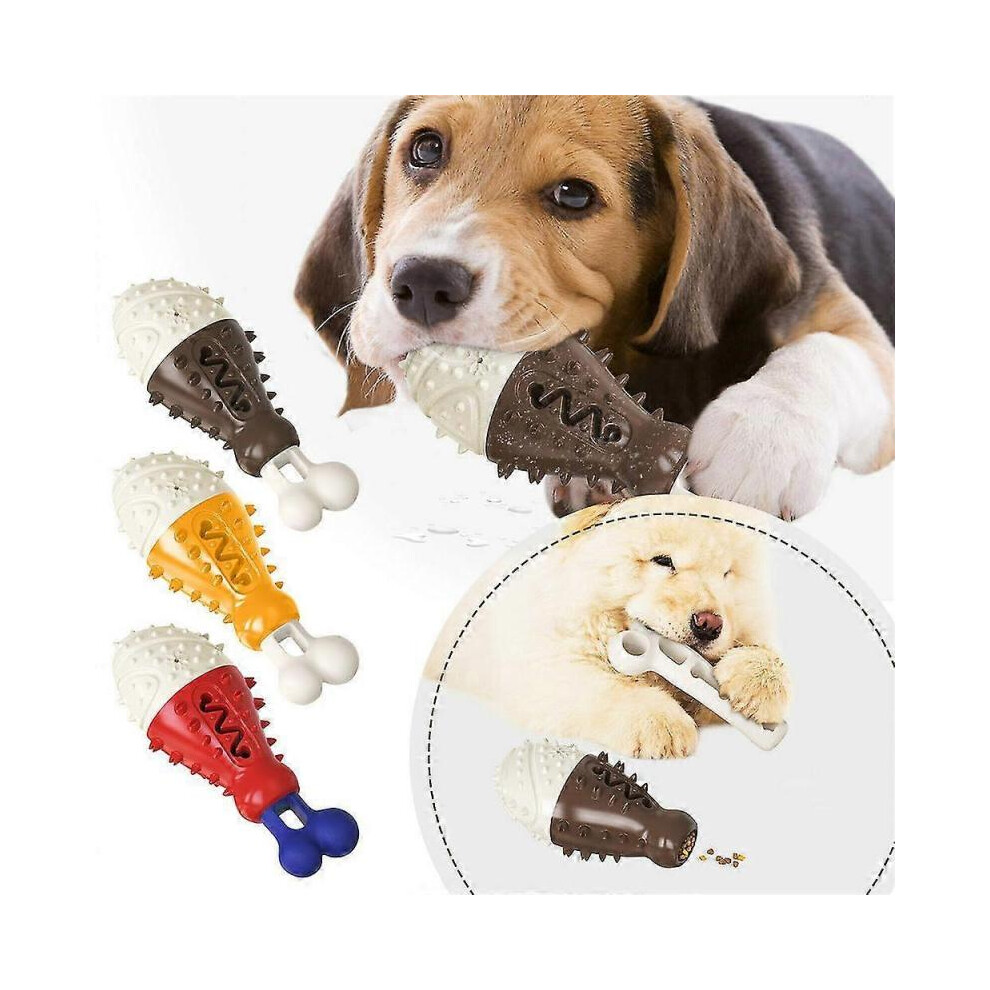 (Blue)Creative Turkey Leg Pet Dog Molar Stick Leaking Food Natural Rubber Puppy Chew Toy