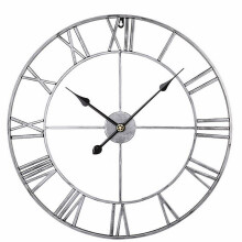 (Silver, 40cm) Retro Iron Wall Clock Decorative Hand Home Outdoor Commercial Up Dress Spaces