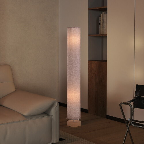 HOMCOM Tall Floor Lamp with Fabric Shade, Grey – 120 cm, Dual E27 Bases, Foot Switch, Modern Living Room/Bedroom Lighting (B31-027GY)