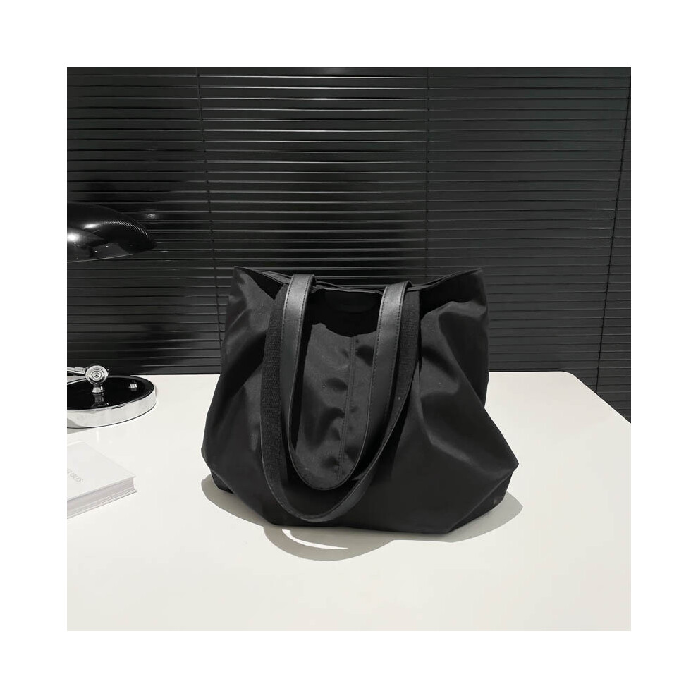 (Black) Capacity Large Stylish Fashionable Korean Tote Bag For Women Ideal For Commute Summer Black