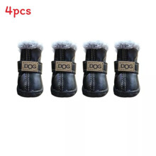 (Black, M) Winter Dog Pet Puppy Shoes Warm Snow Boots Waterproof Rain Antislip Footwear