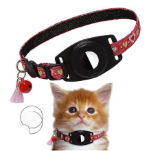 (Red) Cat Collar With Bell Compatible With Air Tag, Adjustable Breakaway Kitten Collars With Safety Buckle