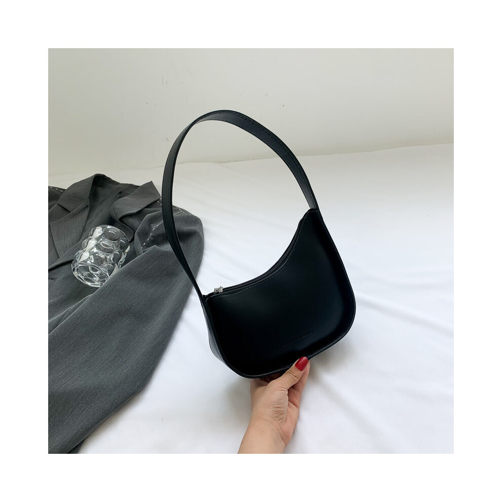 (Black) Minimalist Modern Underarm Bag For Women Ideal For Daily Use With Elegant Zipper Closure And Texture Soft-image-OPC-PHK7Q66-NEW