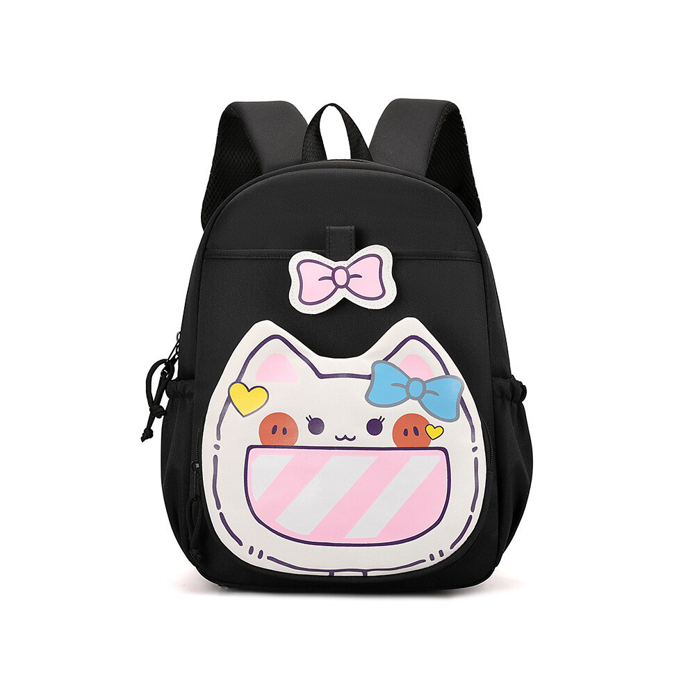 (Black) Cute Cat Cartoon School Backpack For Children Stylish And Functional Everyday For Use-image-OPC-PHK7YJD-NEW