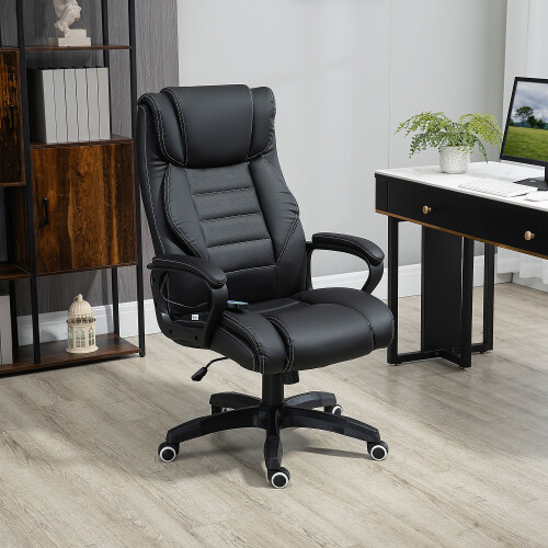 Vinsetto Vinsetto High Back 6 Points Vibration Massage Executive Office Chair, Black