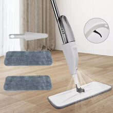 Microfibre Mop Spray Water Spraying Floor Cleaner Kitchen Tiles 2 Pads Marble