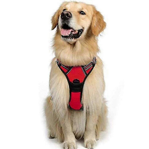 (55-75CM,Red)No-Pull Padded Adjustable Dog Harness for Large Breeds,Training and Outdoor Walking 1