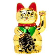 Ceramic Waving Cat Figurine Fengshui Maneki Neko Statue for Asian Decor Tokoname Style Good Luck Charm for Wealth and Prosperity