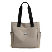(Khaki) Lightweight Waterproof Nylon Shoulder Bag with Large Capacity and Zipper Closure,Ideal for Women's Daily Use and Travel