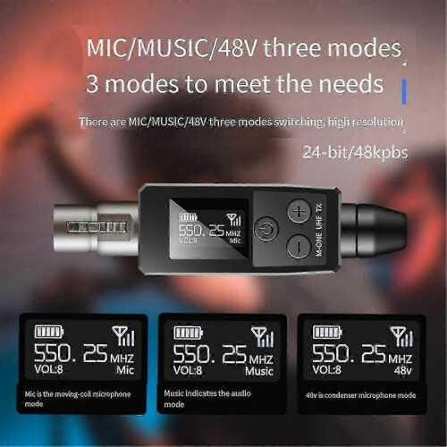 Professional UHF Wireless Microphone System with XLR Transmitter & Receiver,Compatible with 48V Condenser Mics for Audio Setup 2