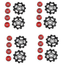 4pcs 11t Ultralight Aluminum Bike Rear Derailleur Pulley Wheels with Bearings,Compatible with Various Bike Brands,Durable Black Bike Accessories