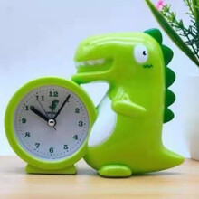(Green) Pikachu Dinosaur Peppa Children Cartoon Bedroom Alarm Desktop Decoration Clock